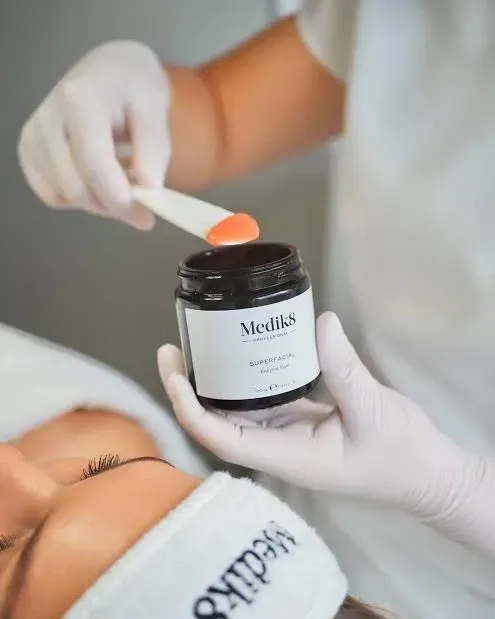 Close detail of a professional facial treatment